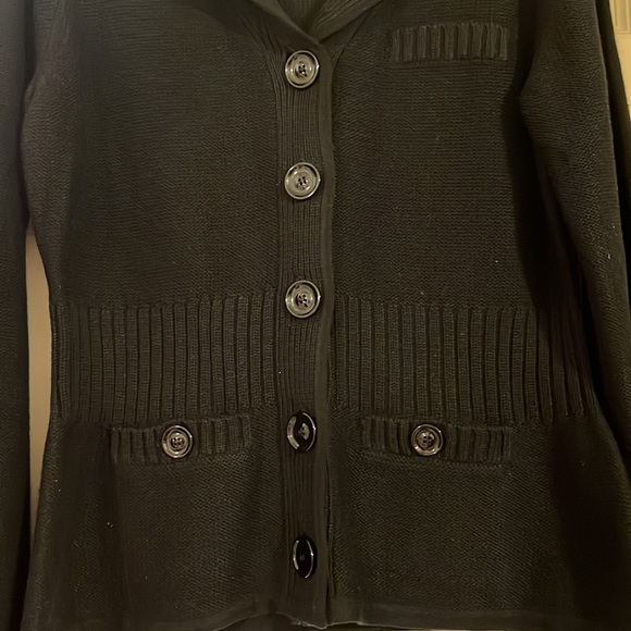 Nine West black heavyweight button down cardigan - Picture 2 of 4